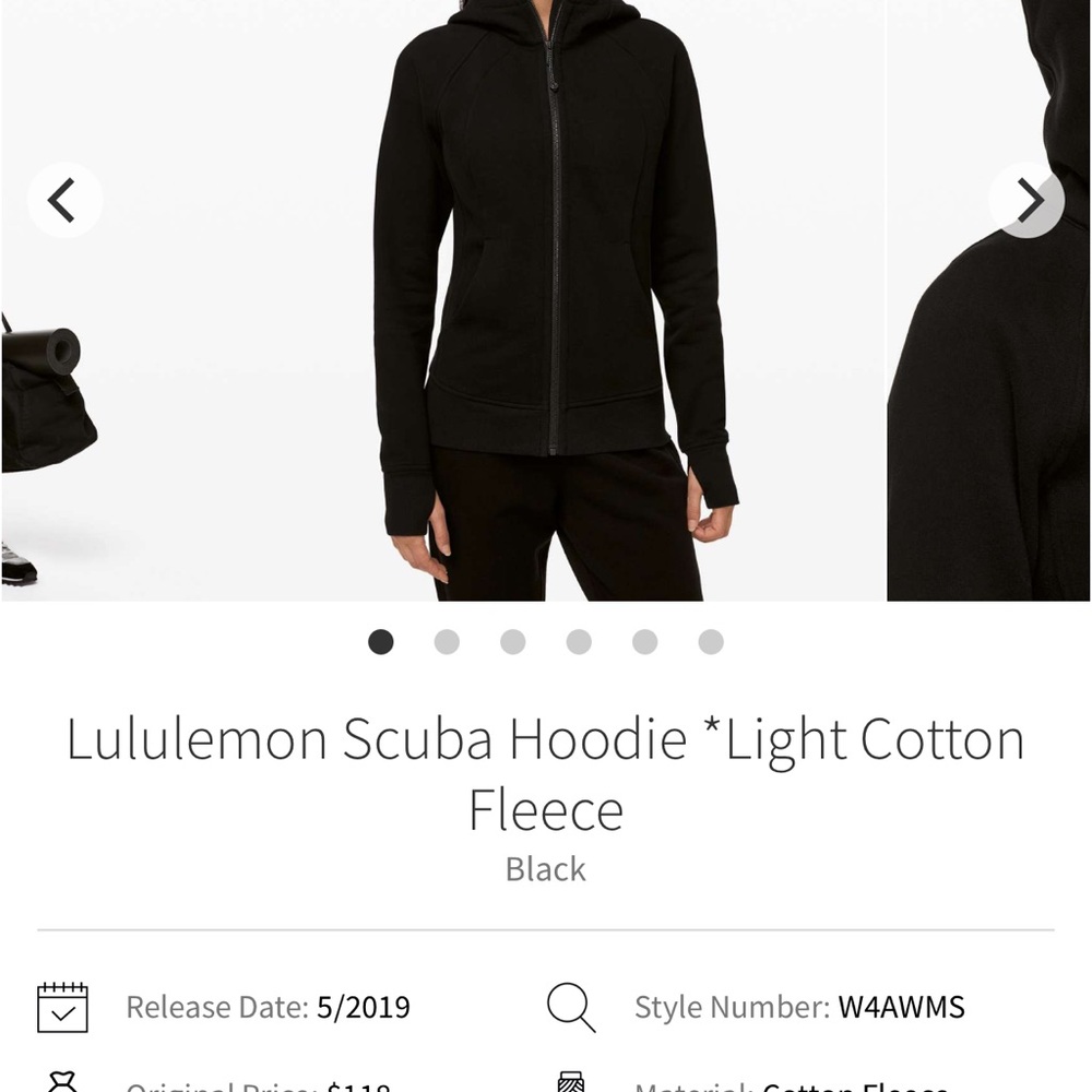 Lululemon Black Cotton Fleece Hoodie - Picture 1 of 9